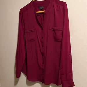 Covington Burgundy button down blouse.